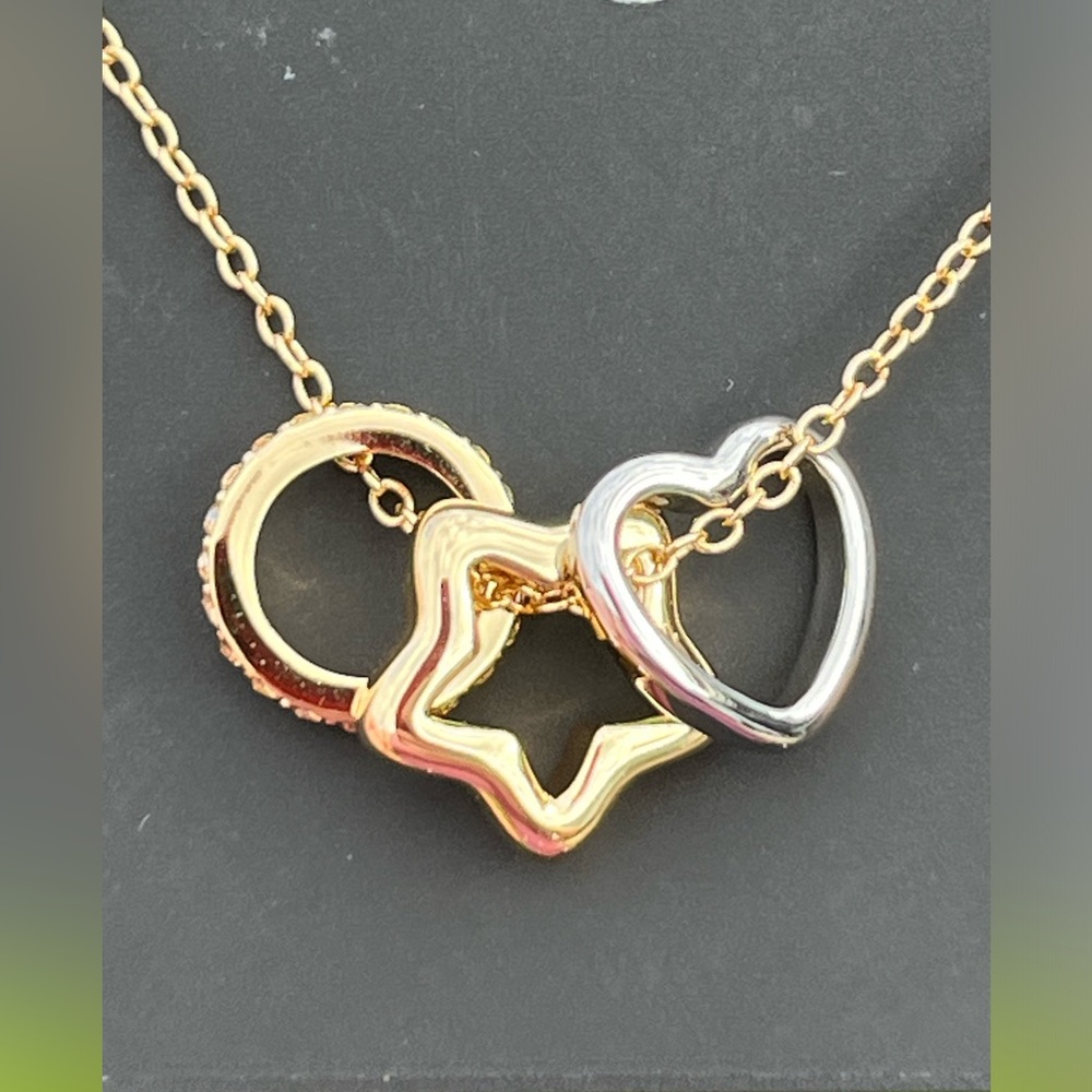 NWT Coach Star-Heart Necklace in Silver and Gold  16in gold chain - Picture 3 of 6